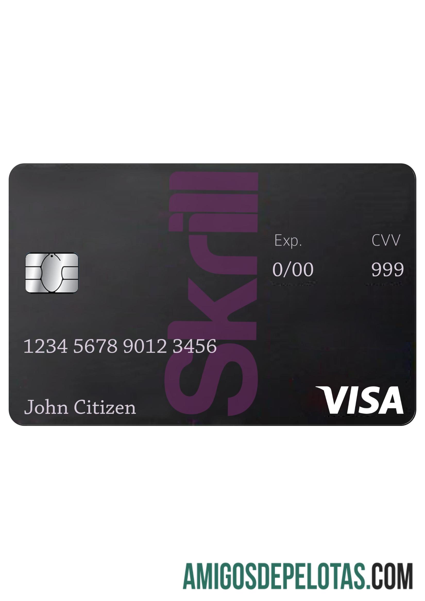 Premium Skrill visa Debit kartu templat in PSD format, completely Dapat Diedit