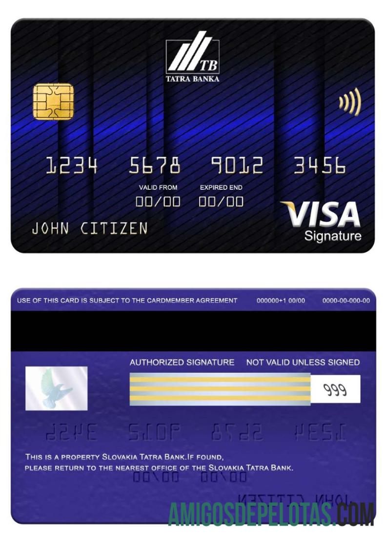 Slovakia Tatra bank visa Tanda Tangan kartu pratinjau