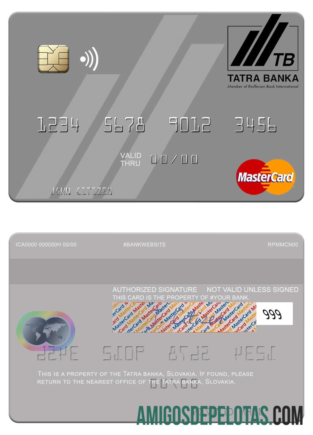 Slovakia Tatra Banka mastercard templat