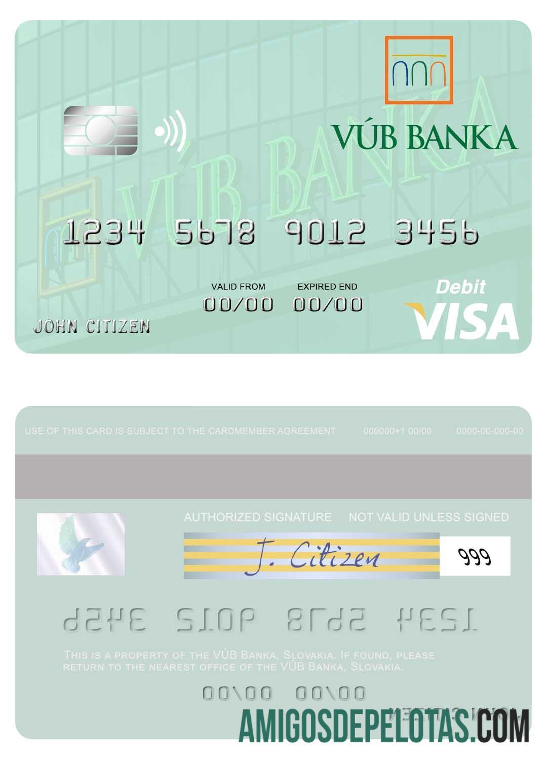 Slovakia VU╠üB Banka visa Debit kartu desain