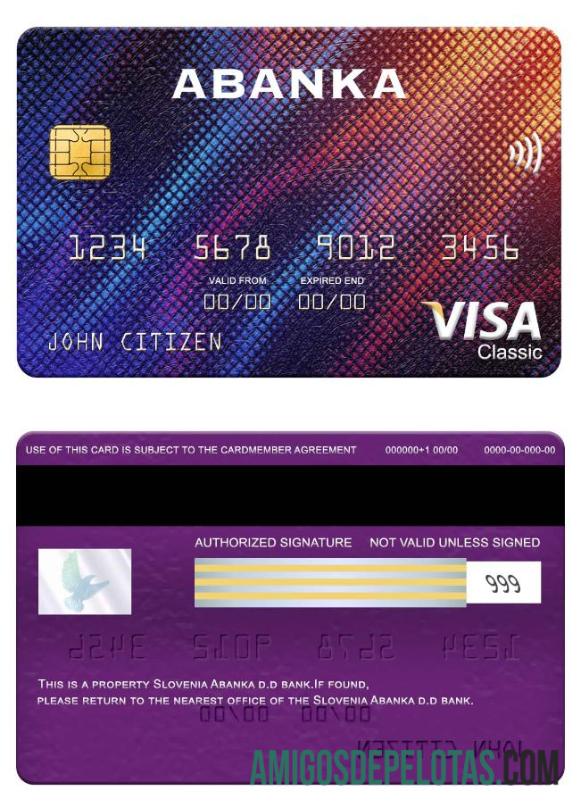 Slovenia Abanka d.d bank visa classic kartu sampel