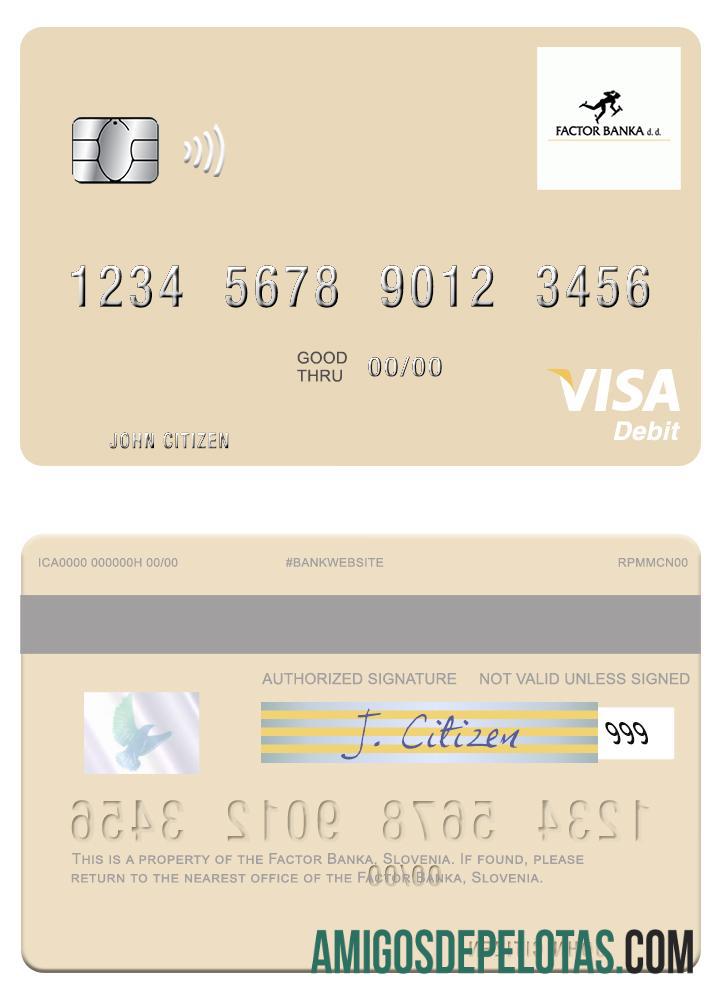 Slovenia Factor banka visa Debit kartu desain