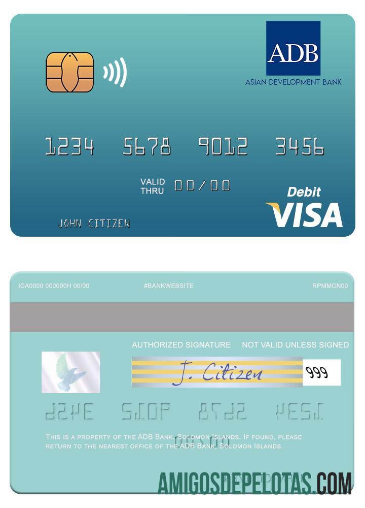 Kepulauan Solomon ADB bank visa Debit kartu templat