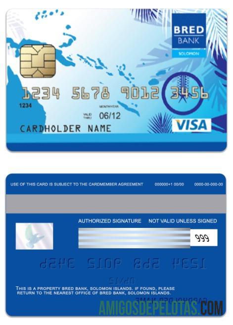 Kepulauan Solomon BRED bank visa individual kartu sampel