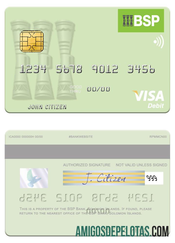 Kepulauan Solomon BSP bank visa Debit kartu templat