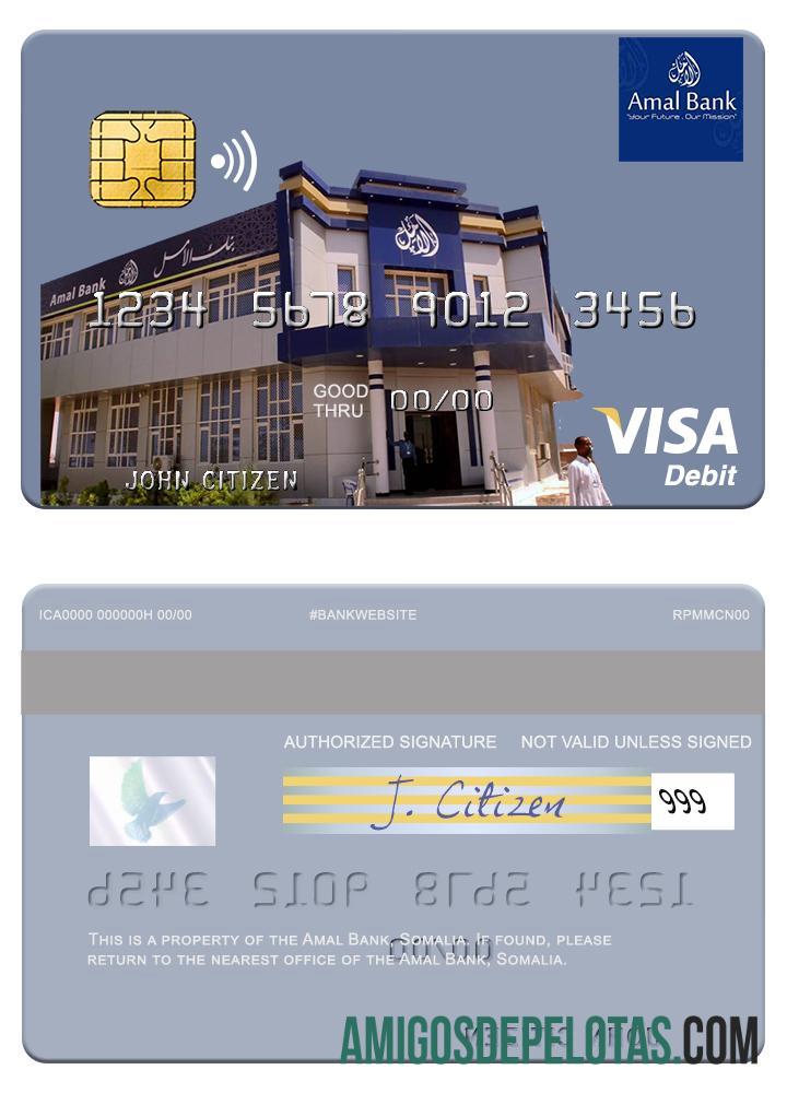Somalia Amal bank visa Debit kartu templat