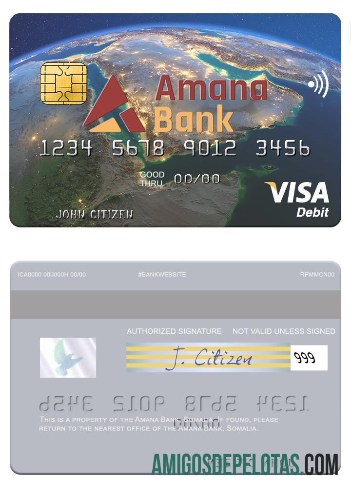 Somalia Amana bank visa Debit kartu sampel