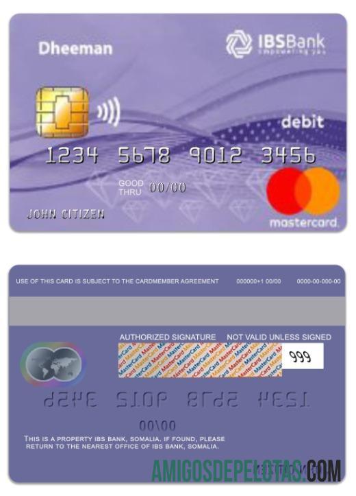 Somalia IBS bank Daheem Debit mastercard desain