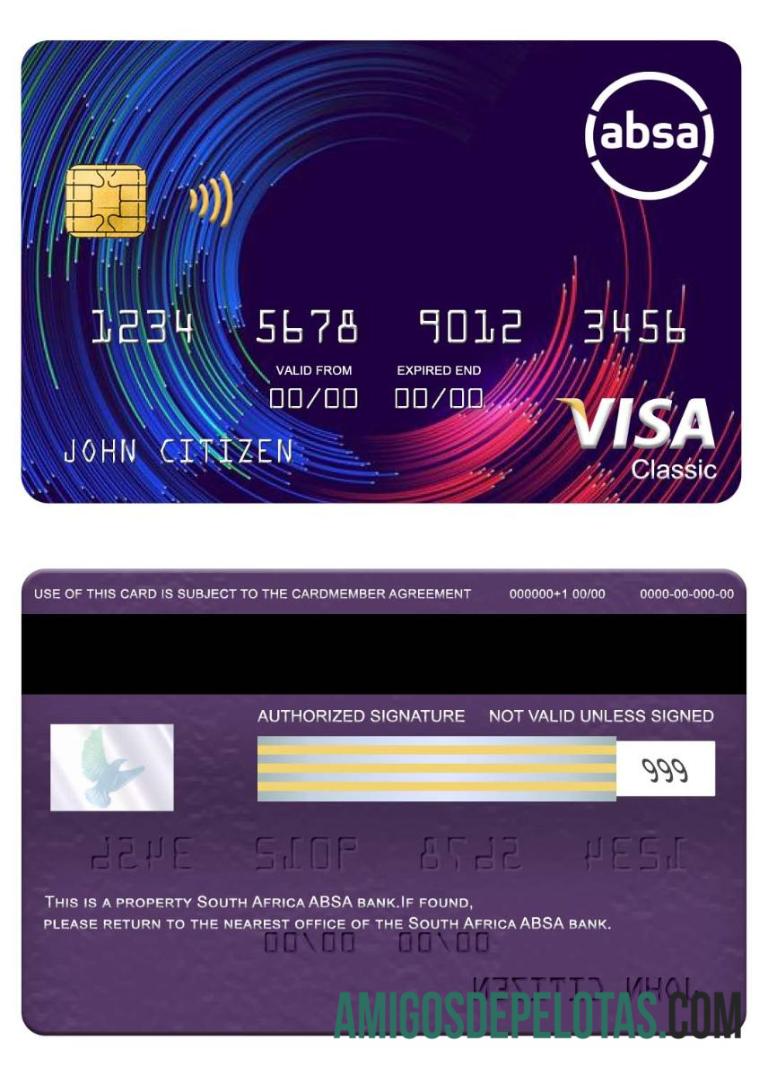 Afrika Selatan ABSA bank visa classic kartu sampel