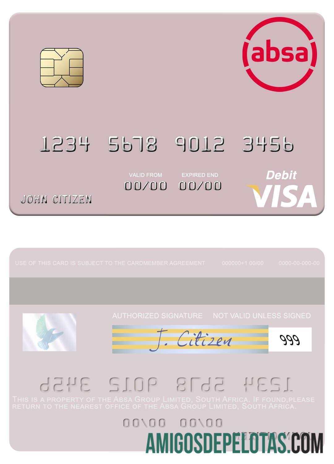Afrika Selatan Absa Group Limited visa Debit kartu sampel