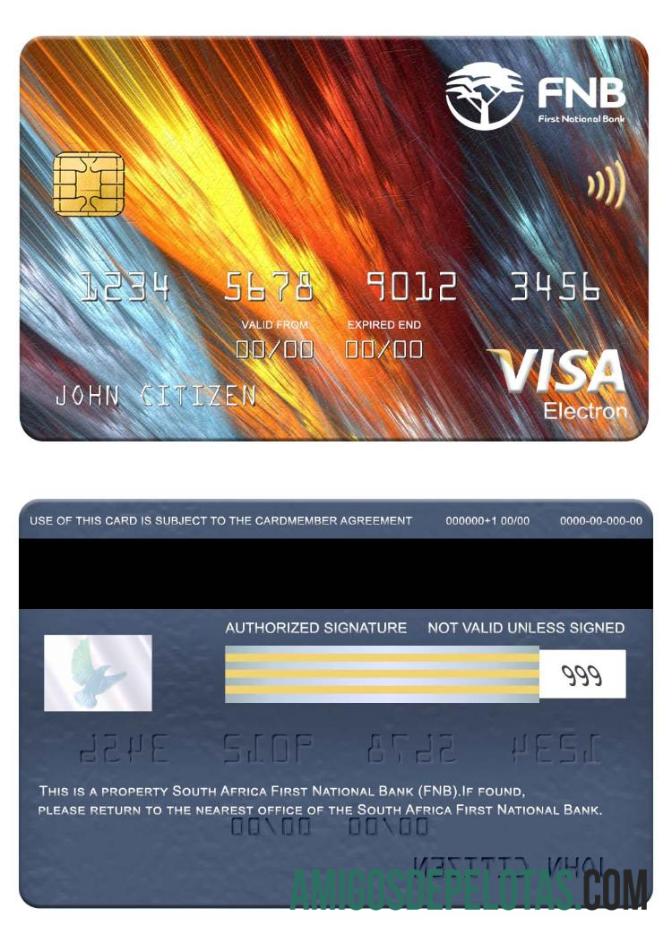Afrika Selatan First nasional bank (FNB) visa electron kartu desain