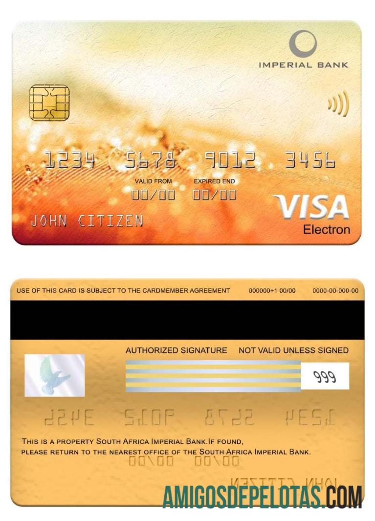 Afrika Selatan Imperial bank visa electron kartu desain