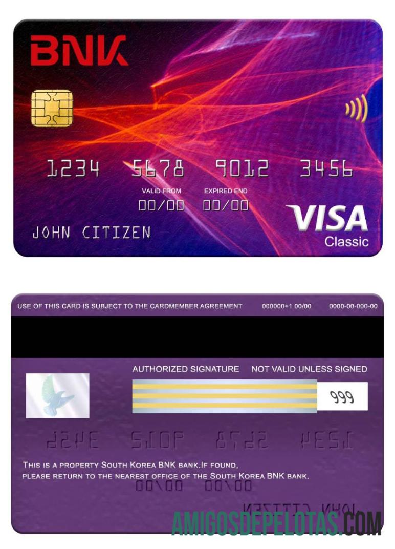 Korea Selatan BNK bank visa classic kartu pratinjau