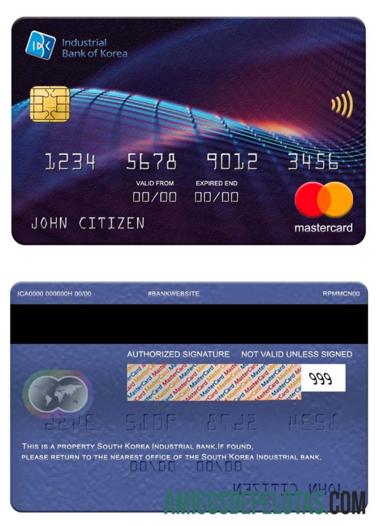 Korea Selatan Industrial bank mastercard desain