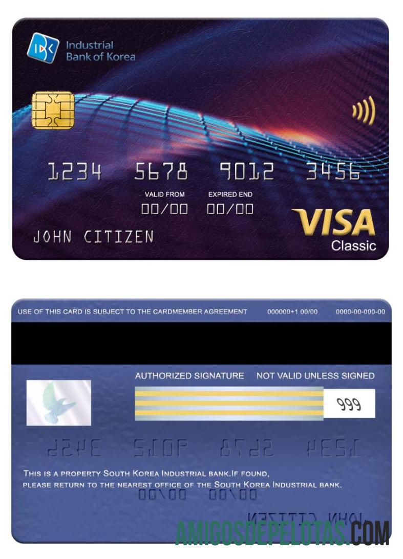 Korea Selatan Industrial bank visa classic kartu pratinjau