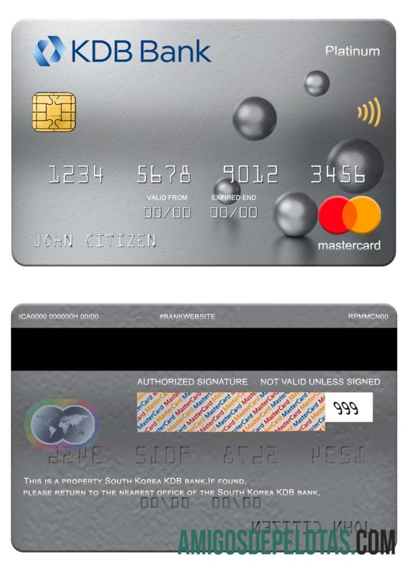 Korea Selatan KDB bank mastercard platinum templat