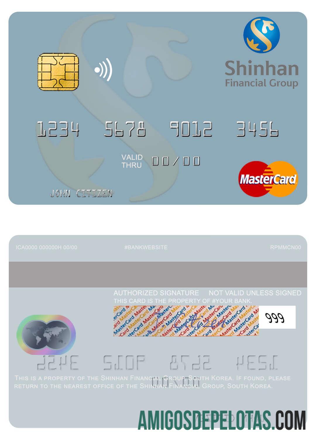 Korea Selatan Shinhan Financial Group mastercard templat