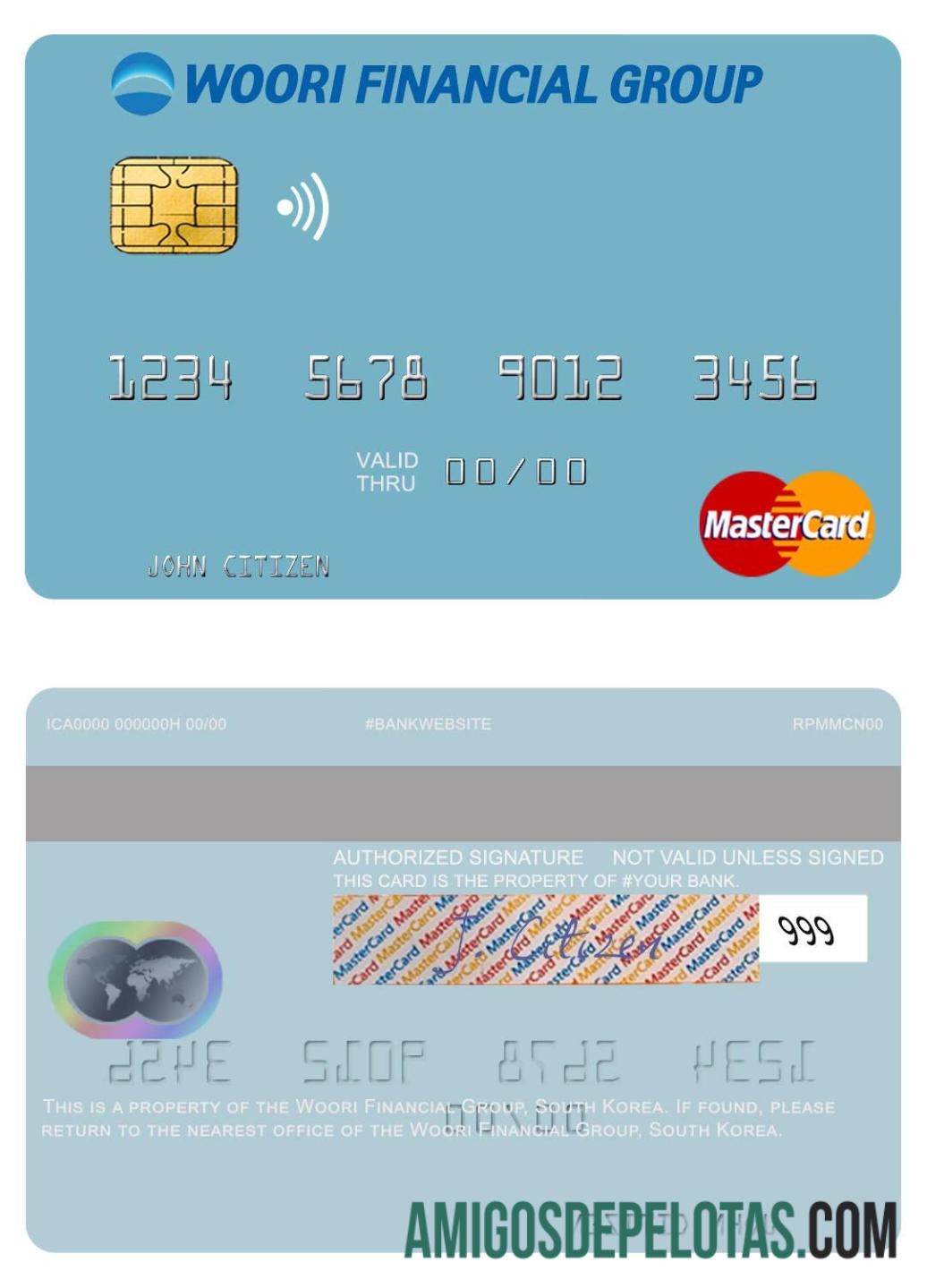 Korea Selatan Woori Financial Group mastercard templat