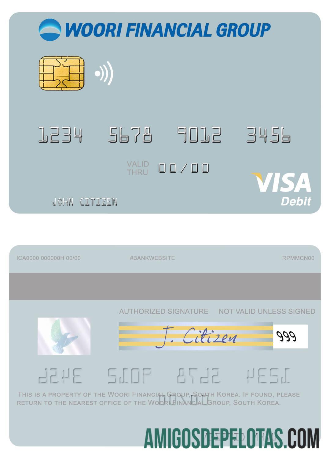 Korea Selatan Woori Financial Group visa Debit kartu pratinjau
