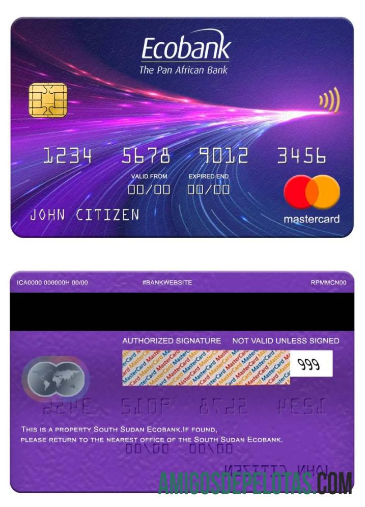 Sudan Selatan Ecobank mastercard sampel