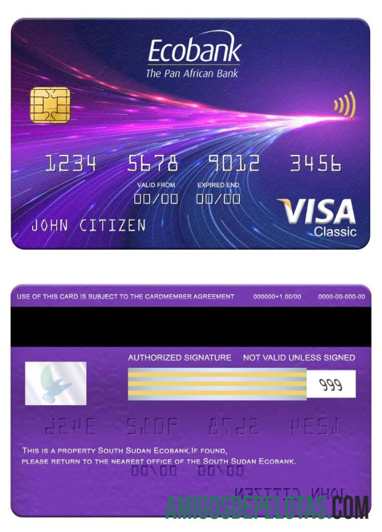 Sudan Selatan Ecobank visa classic kartu templat