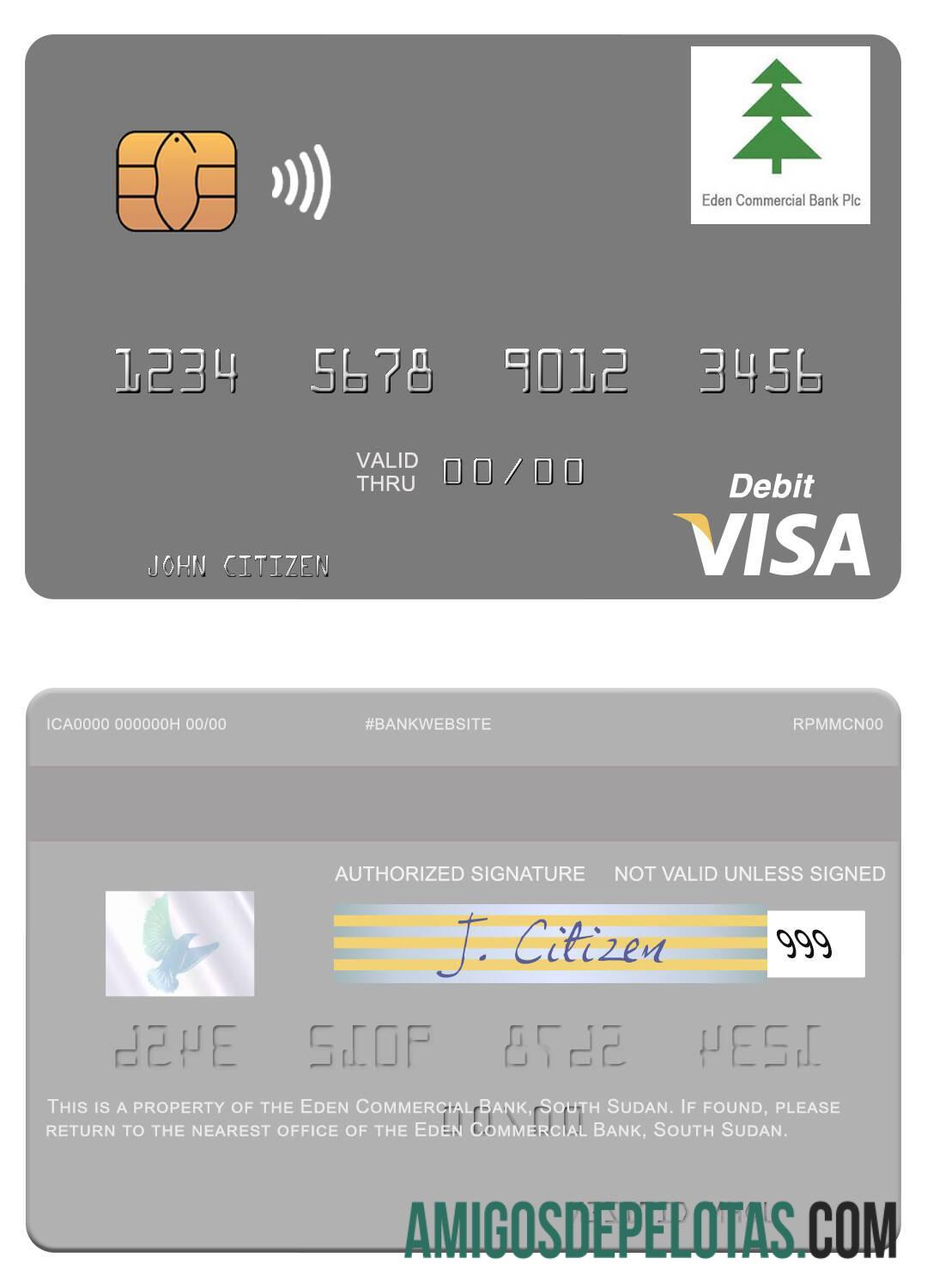 Sudan Selatan Eden komersial bank visa Debit kartu sampel