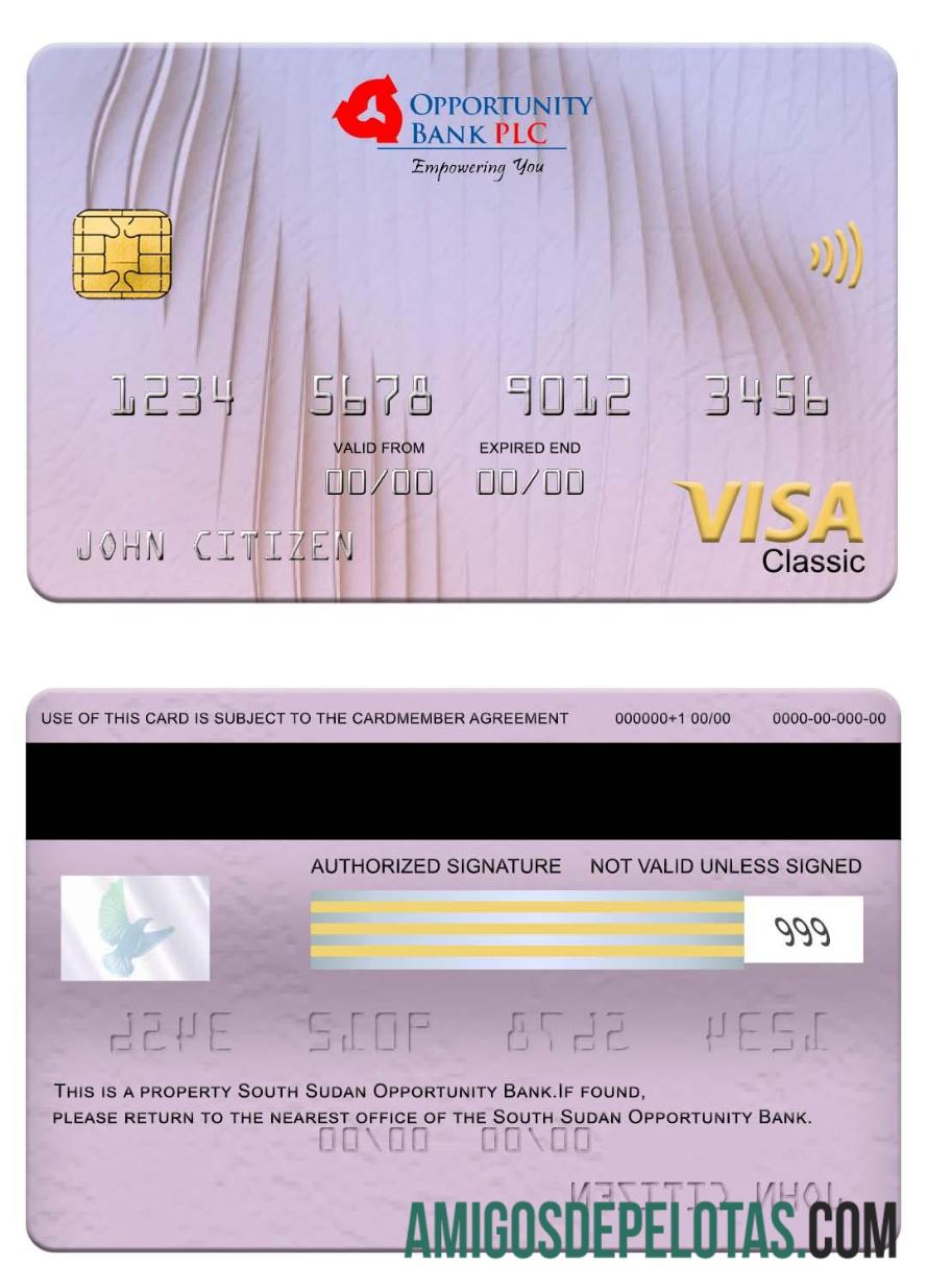 Sudan Selatan Opportunity bank visa classic kartu templat