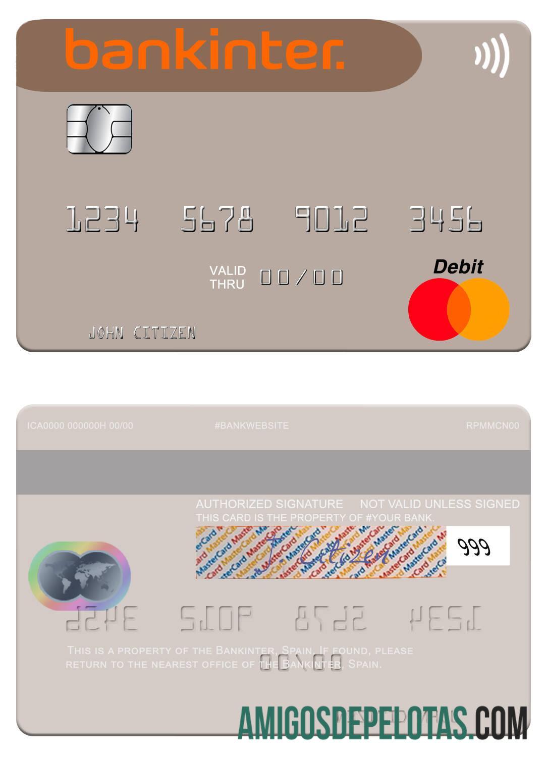 Spanyol Bankinter mastercard sampel