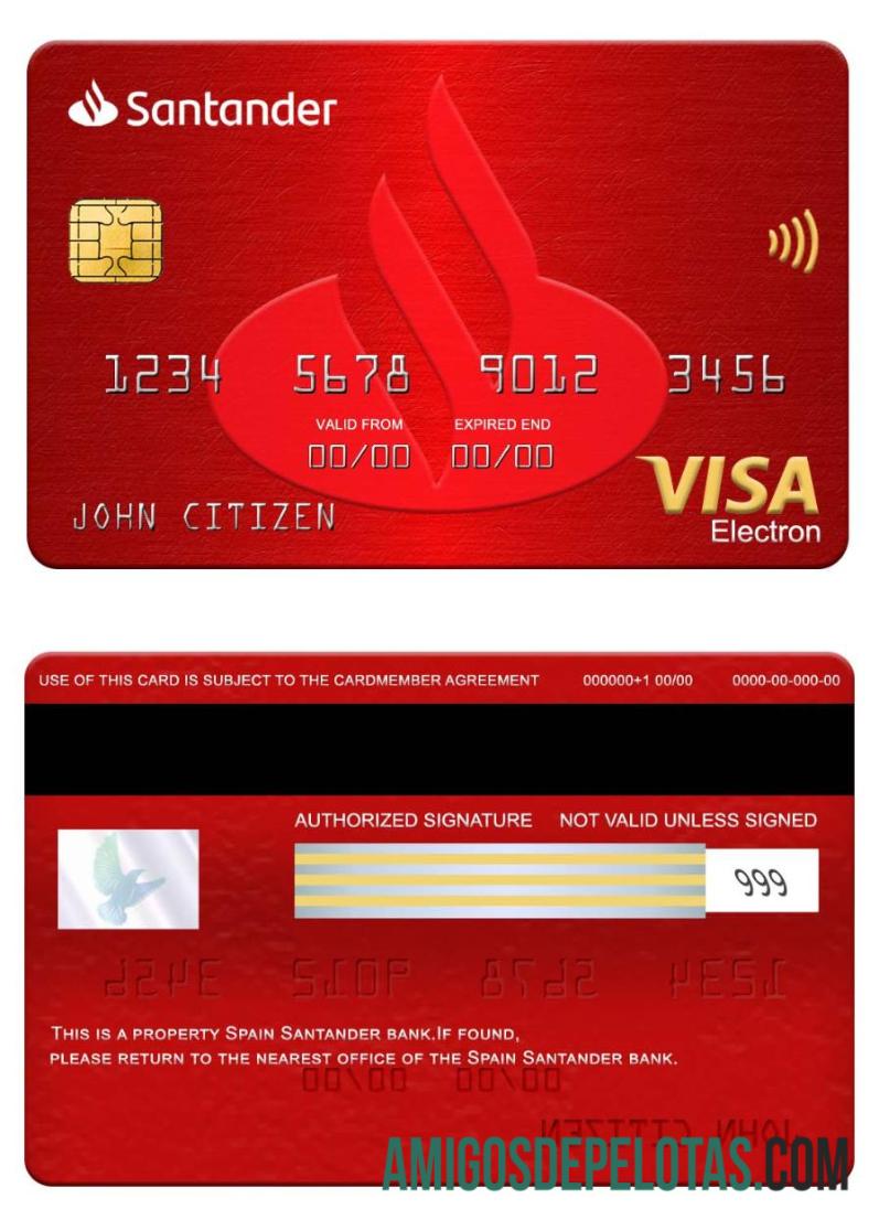 Spanyol Santander bank visa electron kartu sampel