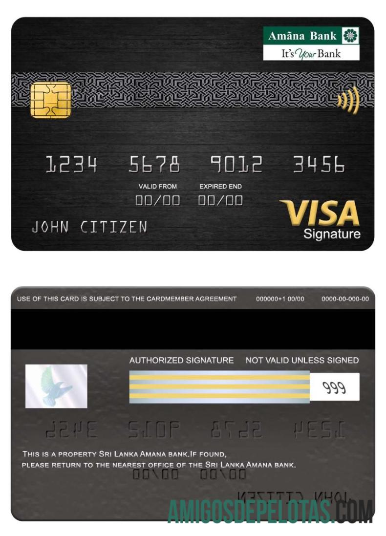 Sri Lanka Amana bank visa Tanda Tangan kartu pratinjau