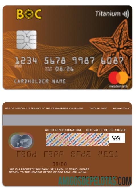 Sri Lanka BOC bank titanium mastercard templat