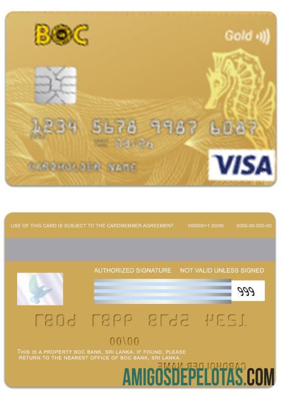 Sri Lanka BOC bank visa gold kartu desain