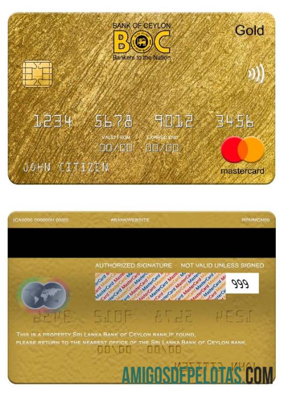 Sri Lanka bank of Ceylon bank mastercard gold pratinjau