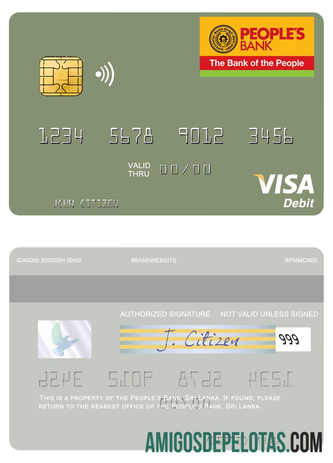 Sri Lanka PeopleΓÇÖs bank visa Debit kartu pratinjau