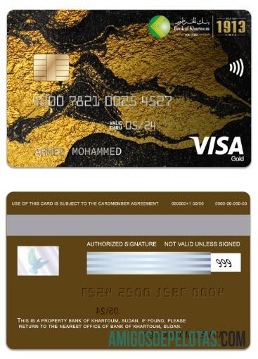 Sudan bank of Khartoum visa gold kartu templat