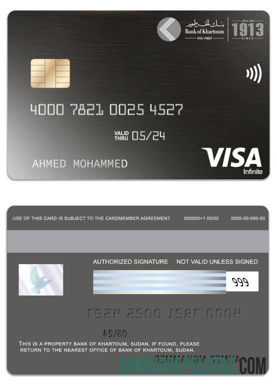 Sudan bank of Khartoum visa infinite kartu makering