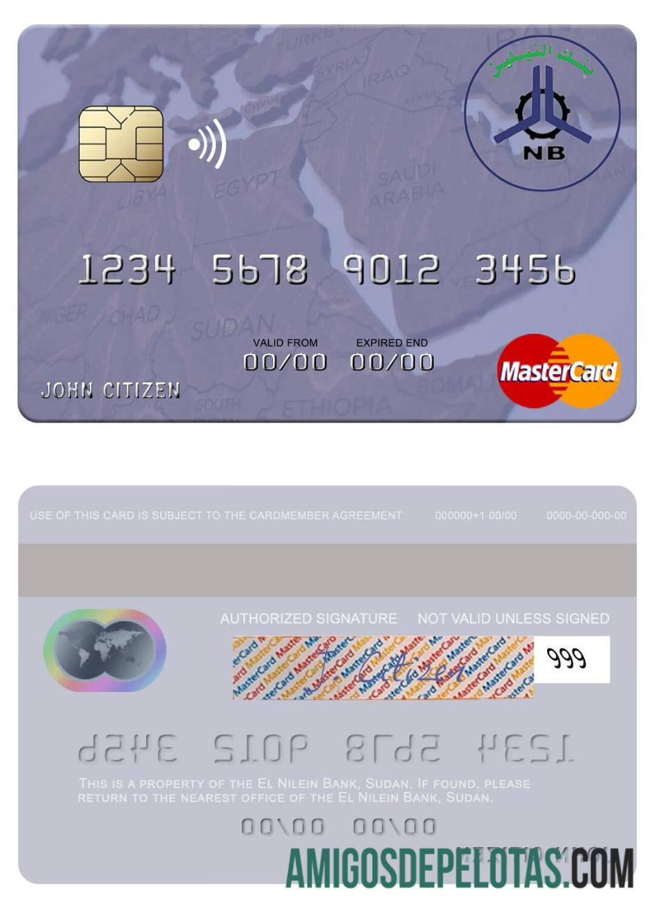 Sudan El Nilein bank mastercard templat