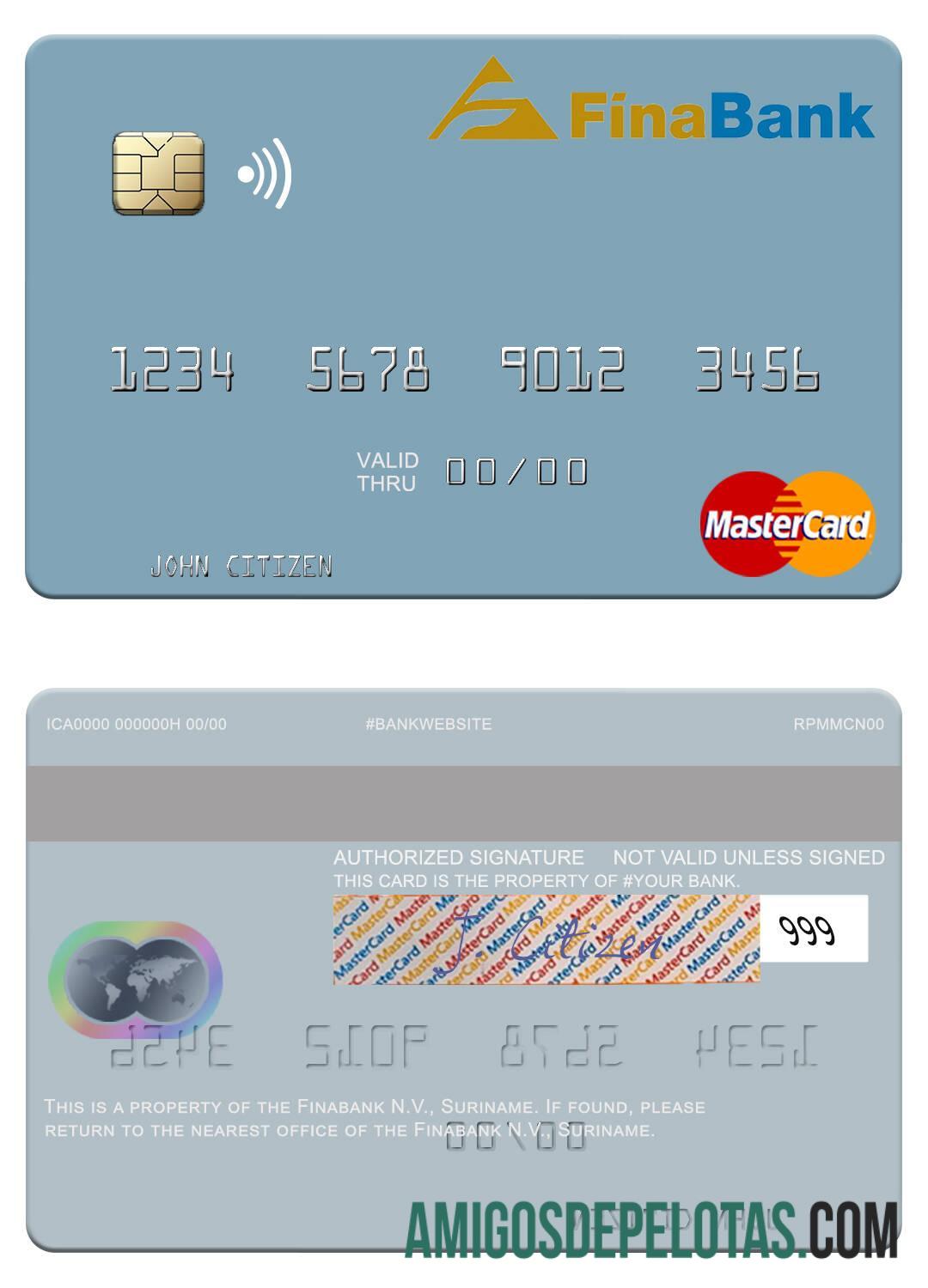Suriname Finabank N.V. mastercard makering