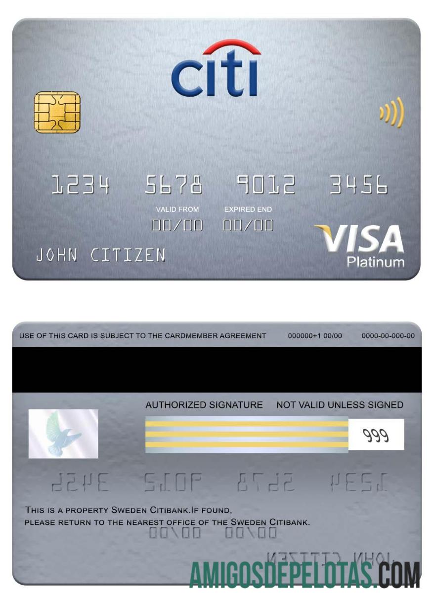 Swedia Citibank visa platinum kartu desain
