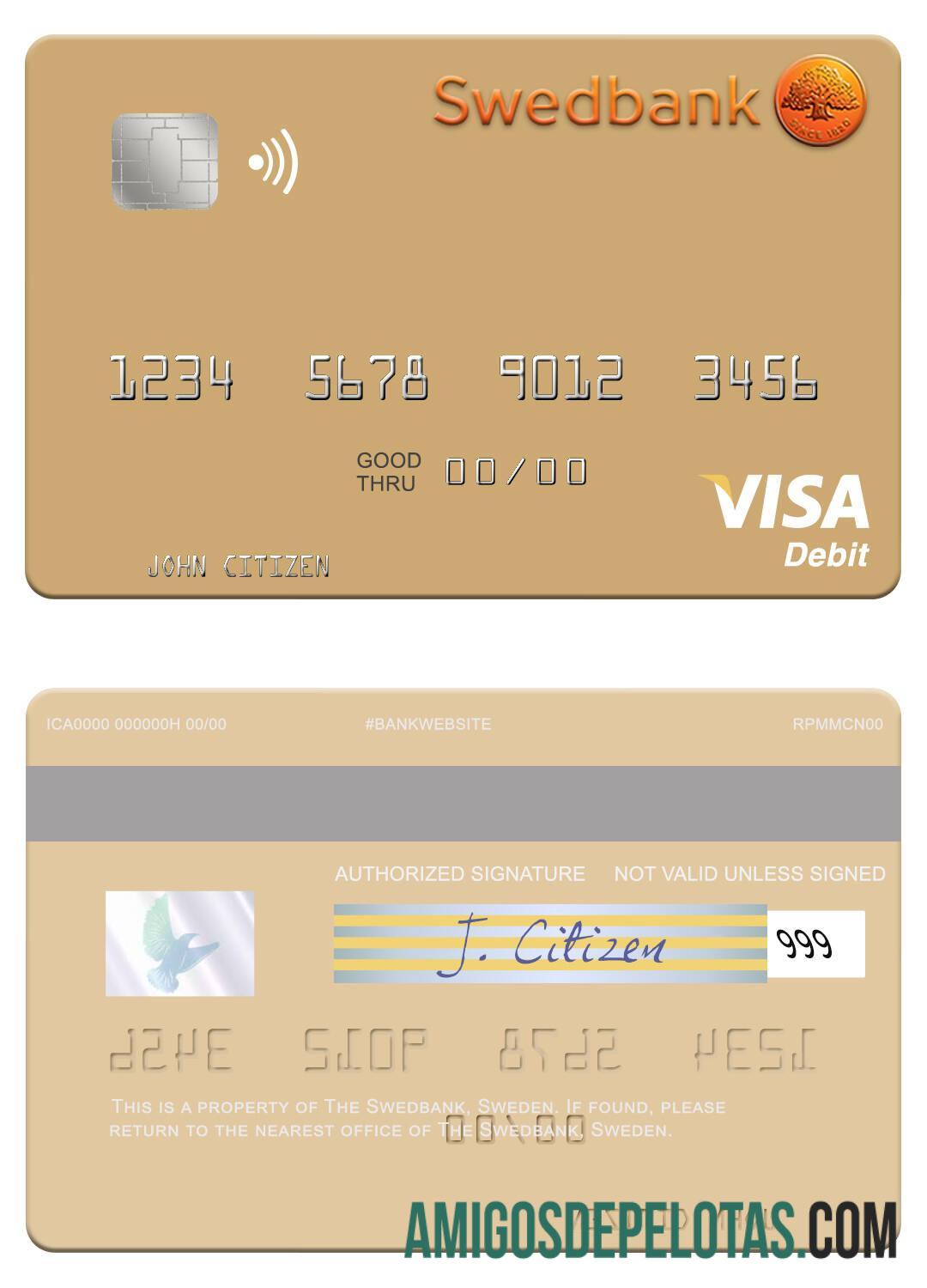 Swedia Swedbank visa Debit kartu makering
