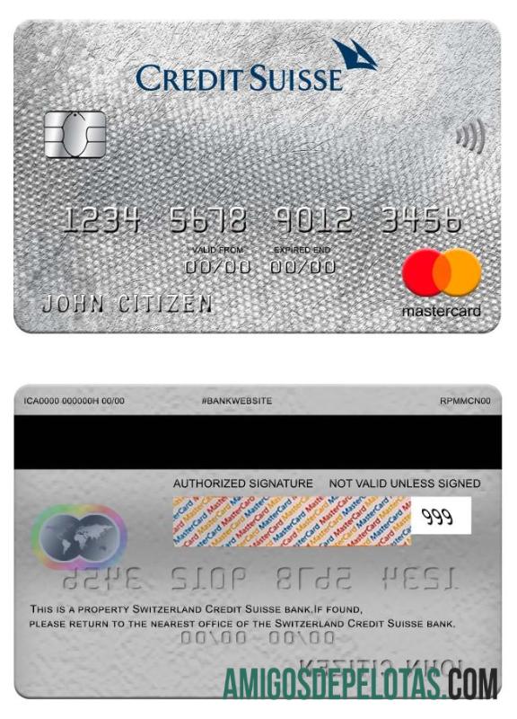 Swiss Kredit Suisse bank mastercard makering