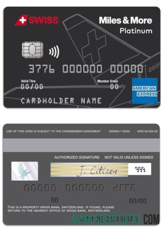 Swiss SWISS bank Miles & More platinum american express kartu desain