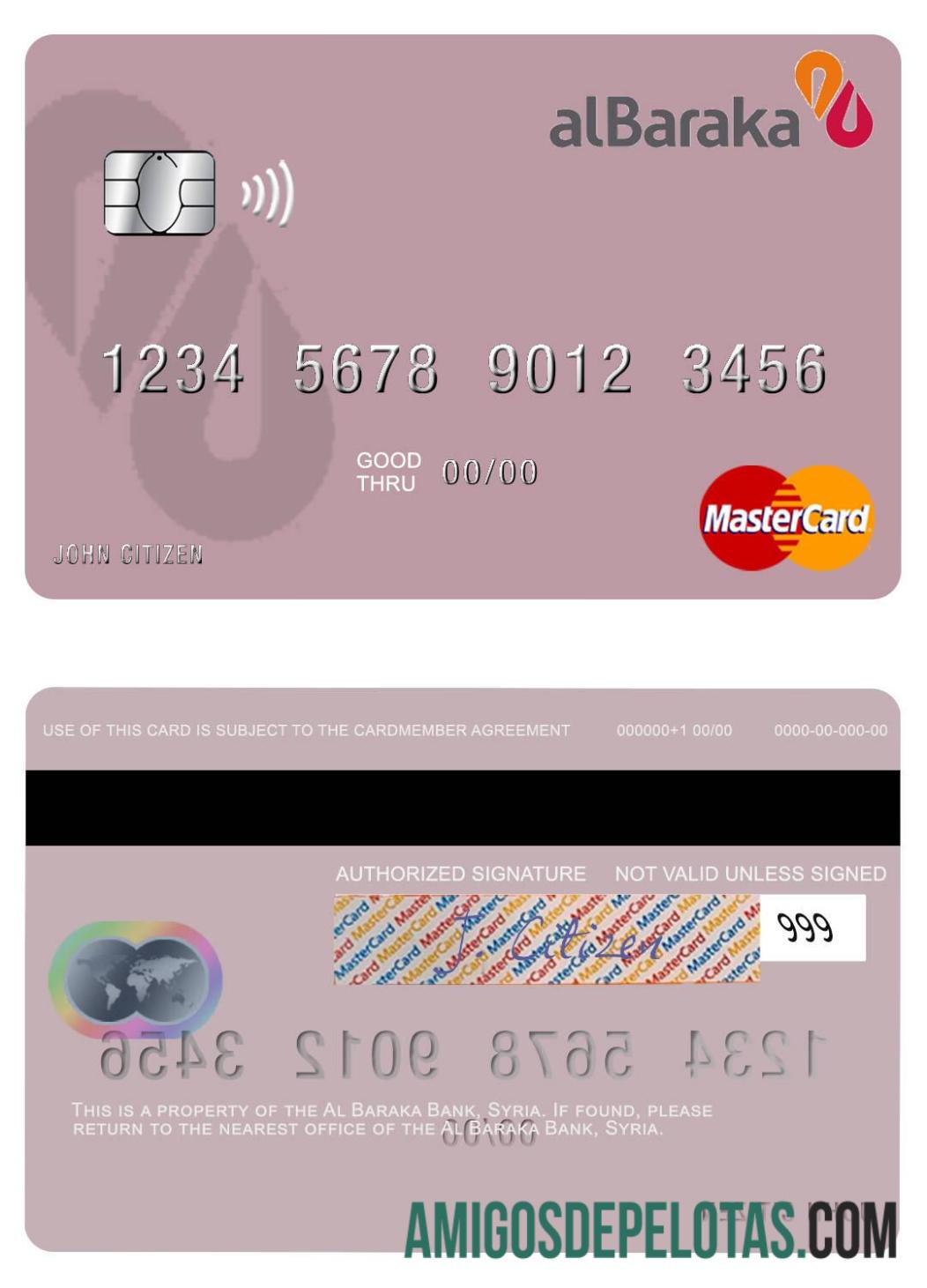 Suriah Al Baraka bank mastercard desain