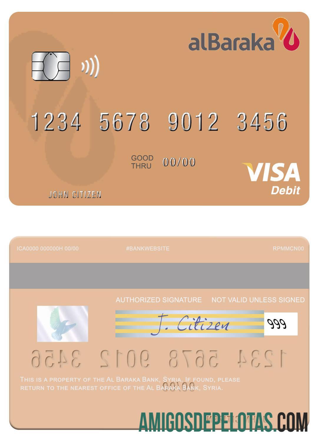 Suriah Al Baraka bank visa Debit kartu pratinjau