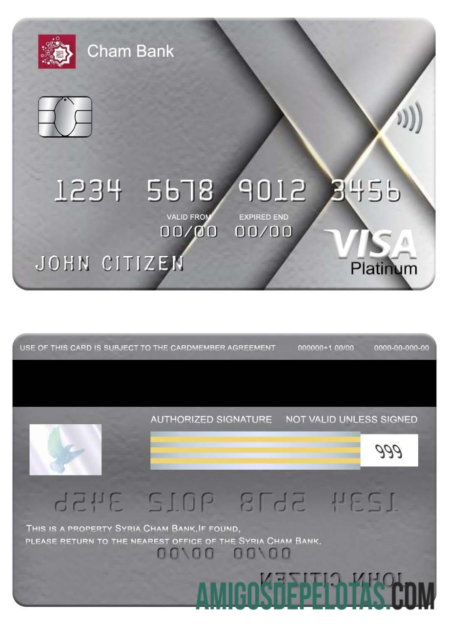 Suriah Cham bank visa platinum kartu pratinjau