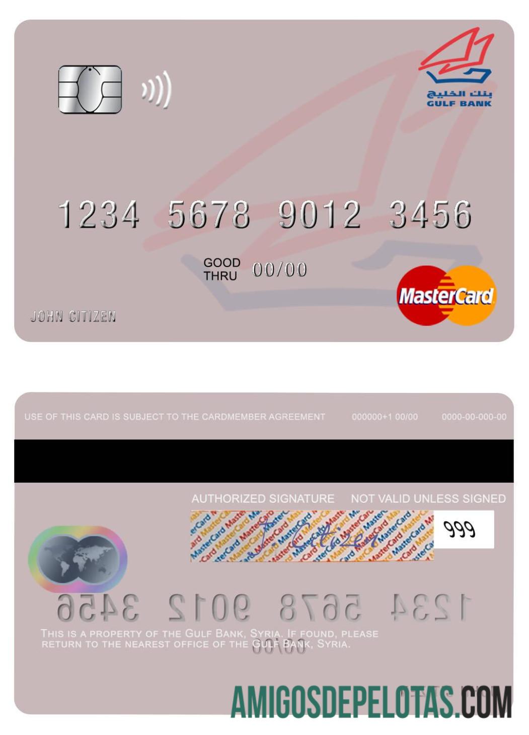 Suriah Gulf bank mastercard sampel
