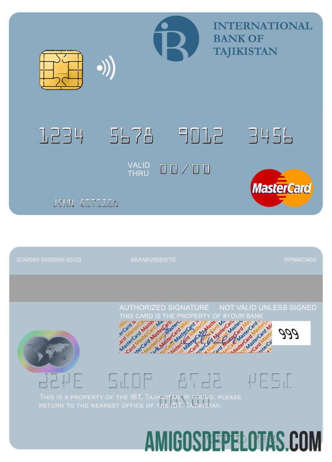 Tajikistan IBT mastercard sampel