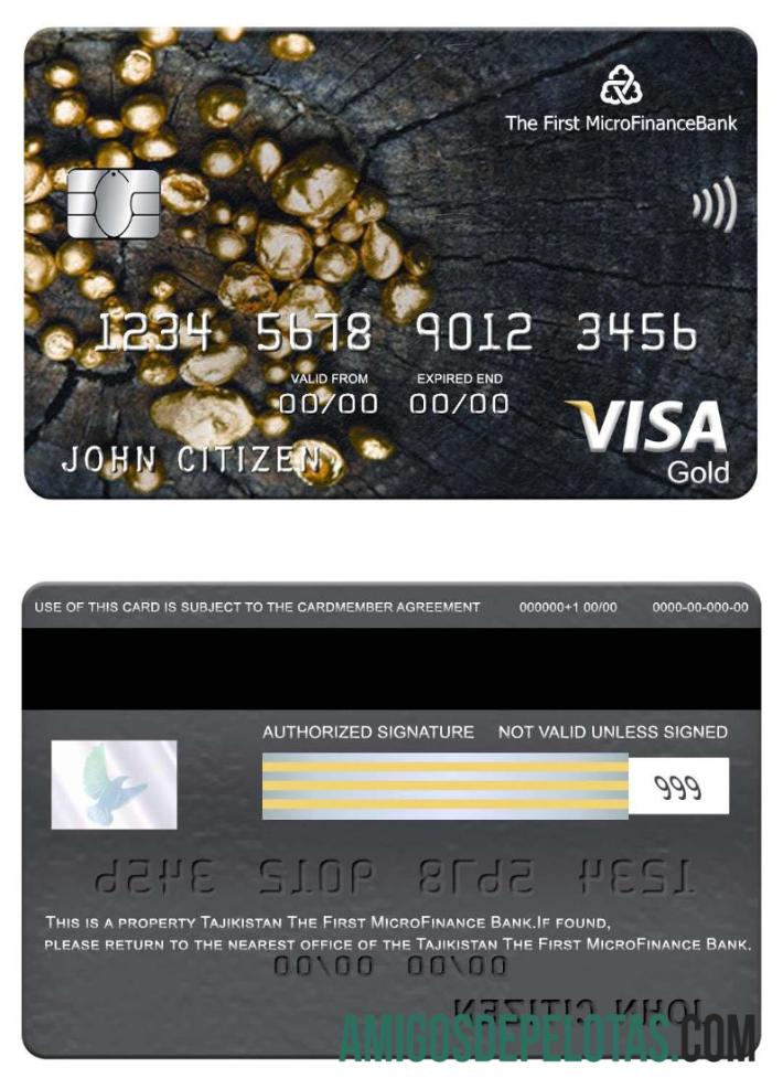 Tajikistan The First MicroFinance (FMFB) bank visa gold kartu desain