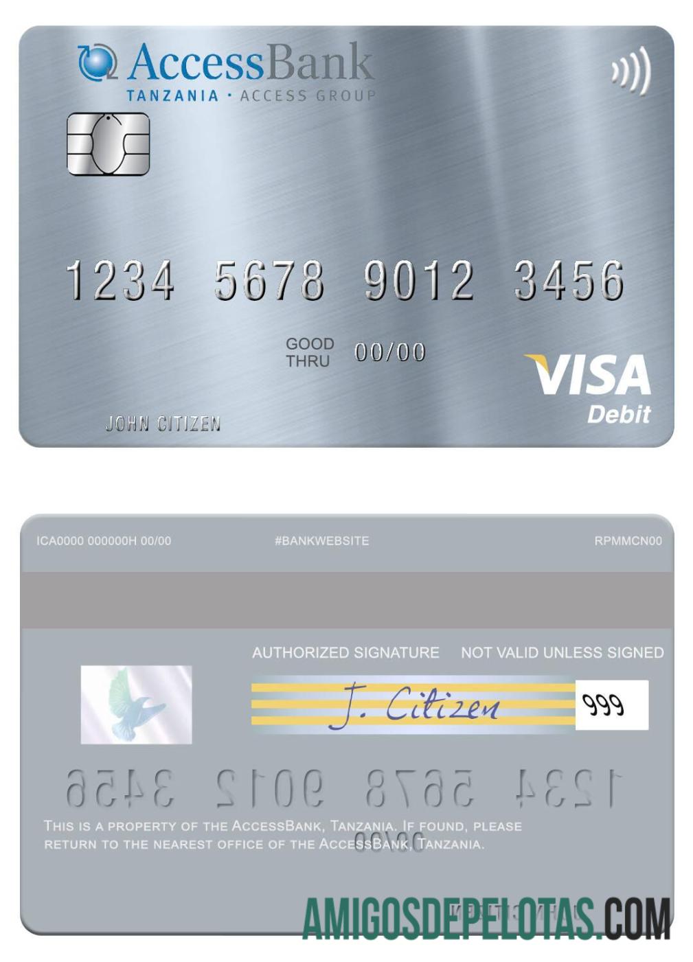 Tanzania AccessBank visa Debit kartu makering
