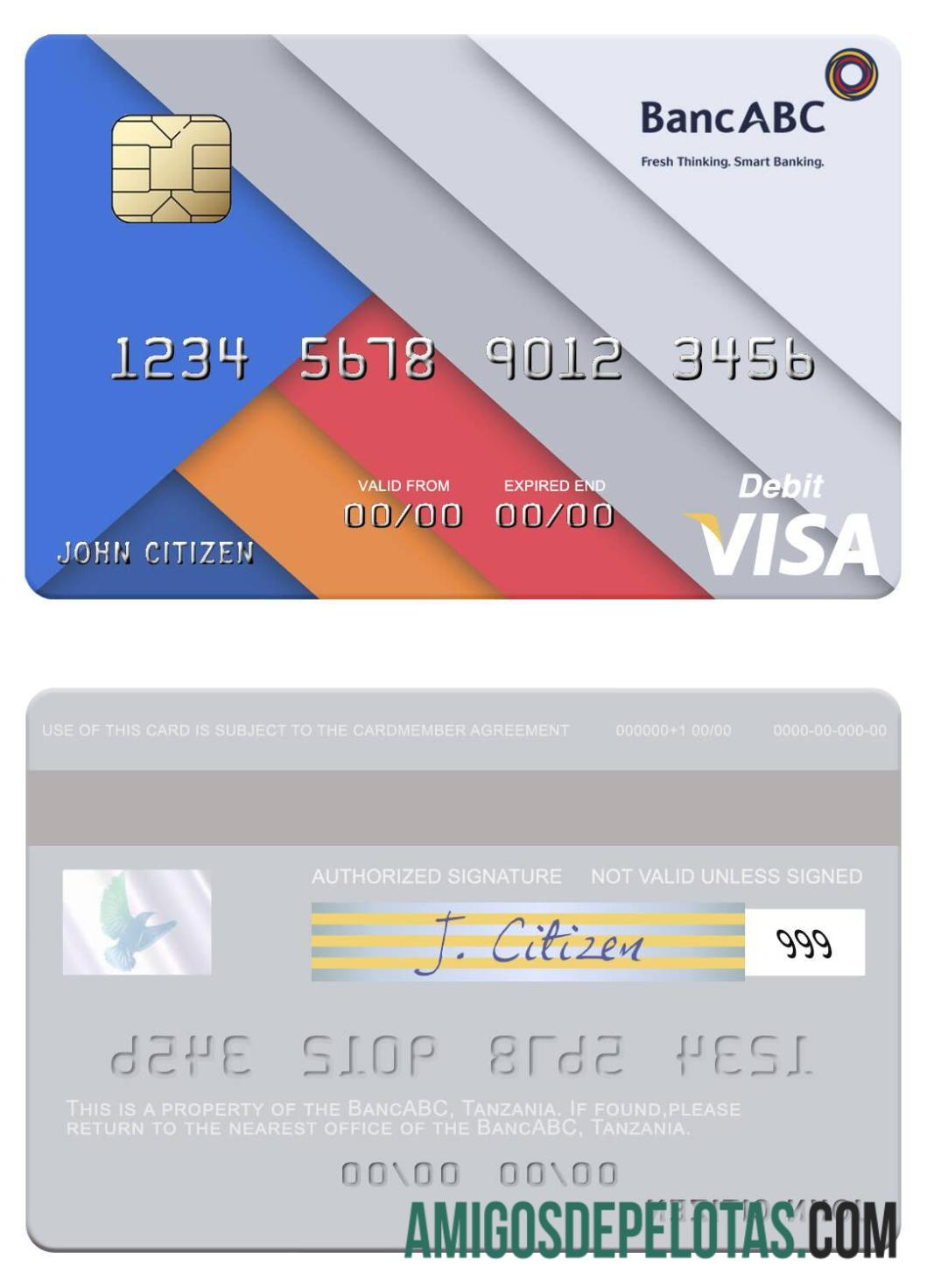 Tanzania BancABC visa Debit kartu sampel